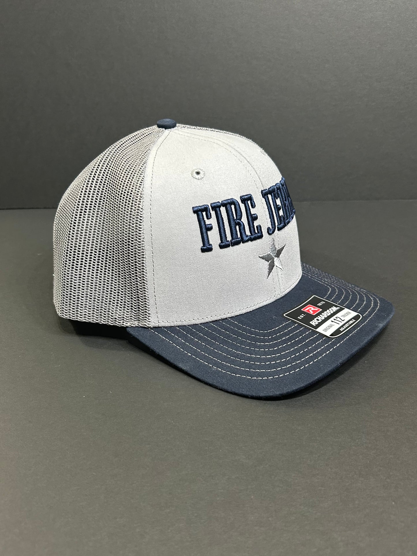 FIRE JERRY Grey and Navy trucker hat