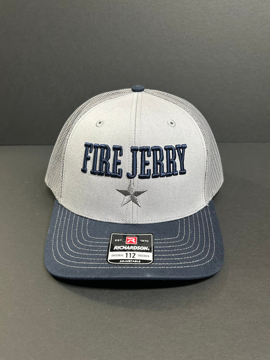 FIRE JERRY Grey and Navy trucker hat