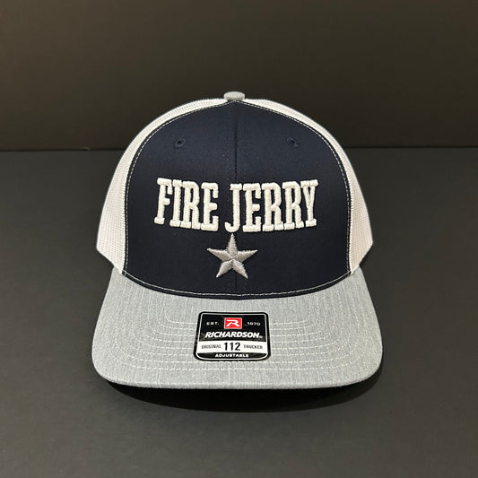 FIRE JERRY navy, grey and white trucker hat