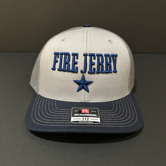 FIRE JERRY Grey and navy trucker hat