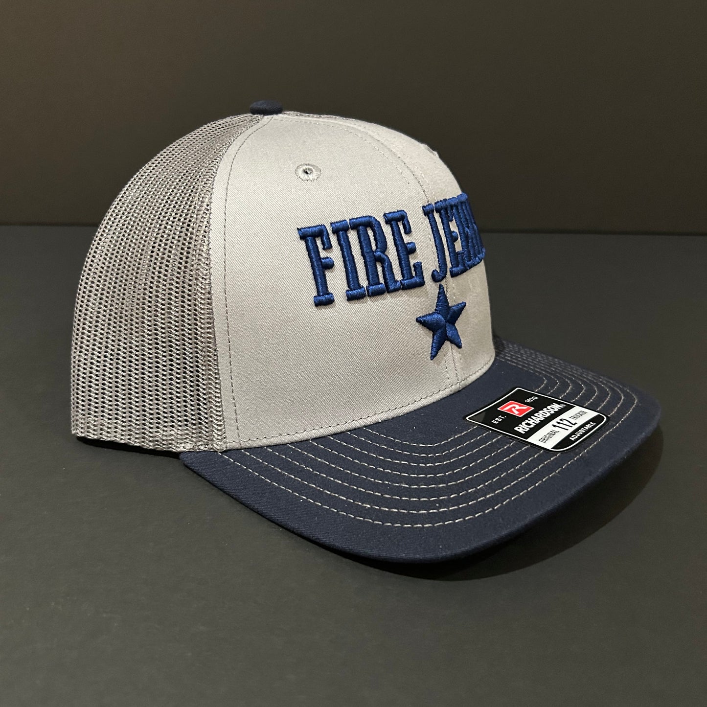 FIRE JERRY Grey and navy trucker hat